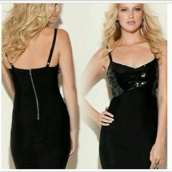 GUESS Marciano Celeste Black Sequin Party Bandage Dress - Size XS, 0 - Picture 2 of 2